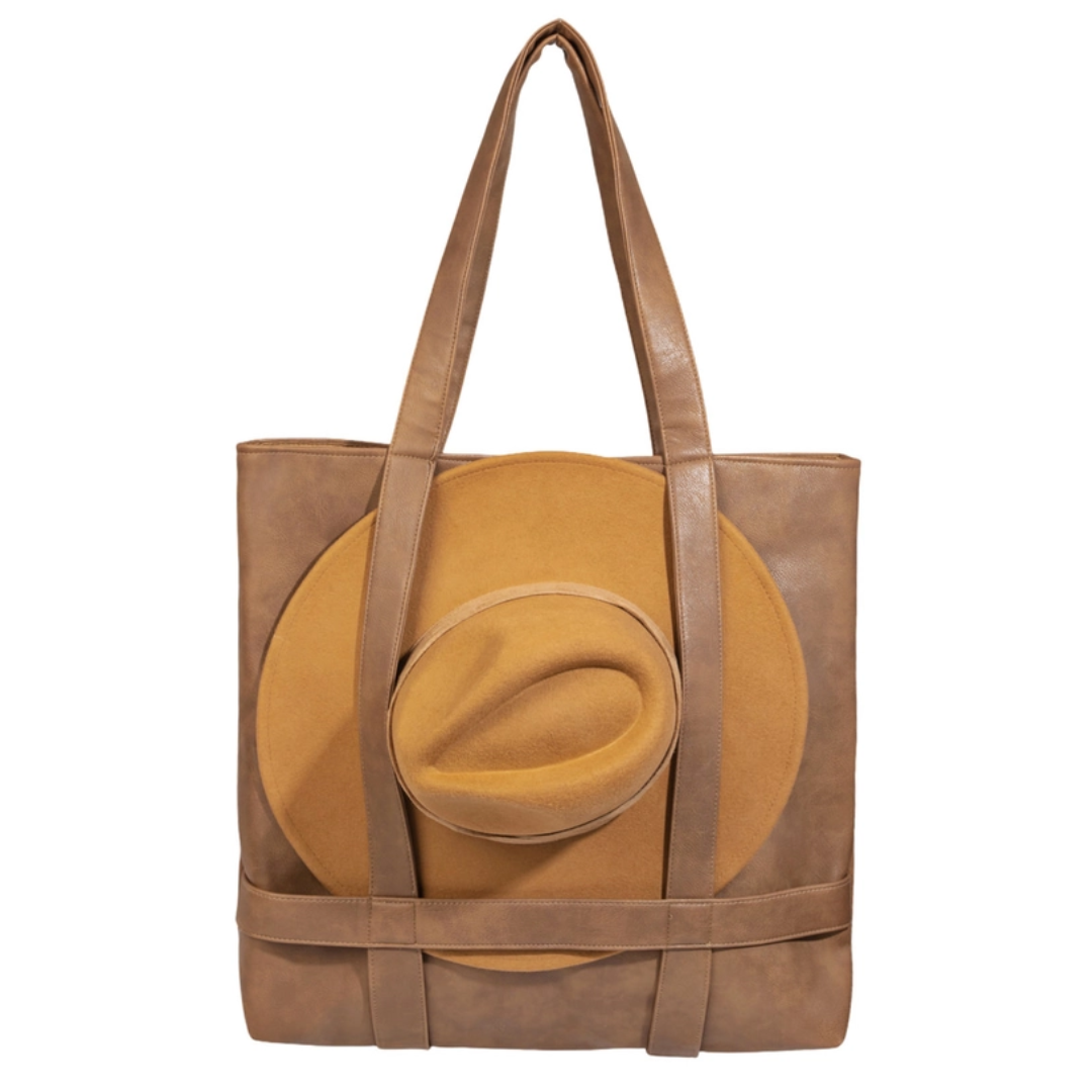 Hat Carrier Tote Bag Brown