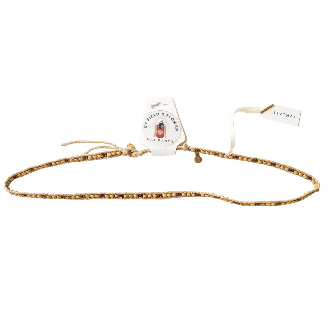 Tan Beaded Hat Band