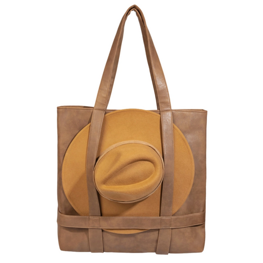 Hat Carrier Tote Bag Brown